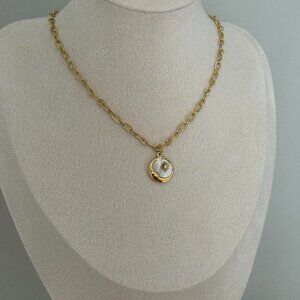 SKU0540 Gold Moon stone Women Fashion Pedant Necklace Stainless steel+gift bag